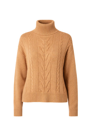 Rollkragenpullover mit Zopfmuster