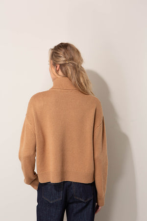 Rollkragenpullover mit Zopfmuster