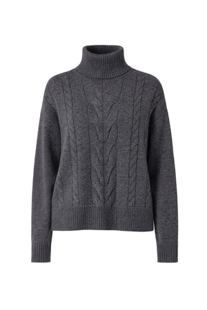 Rollkragenpullover mit Zopfmuster