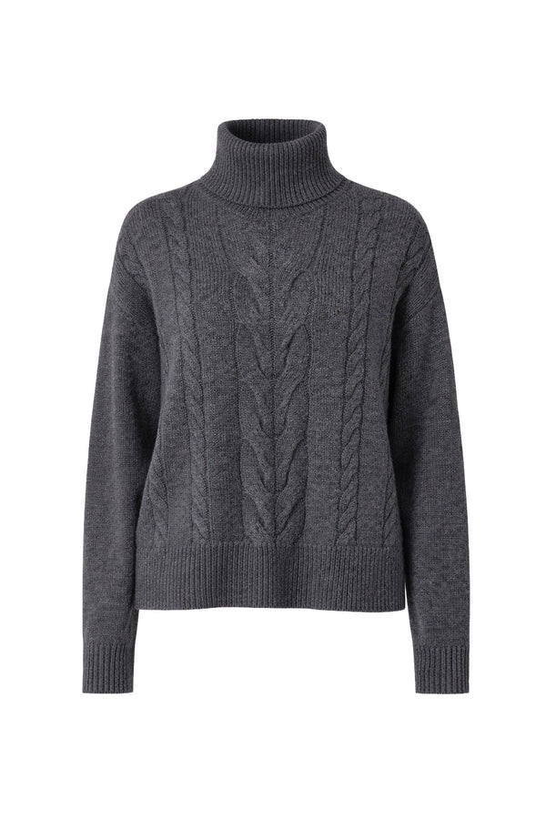 Rollkragenpullover mit Zopfmuster