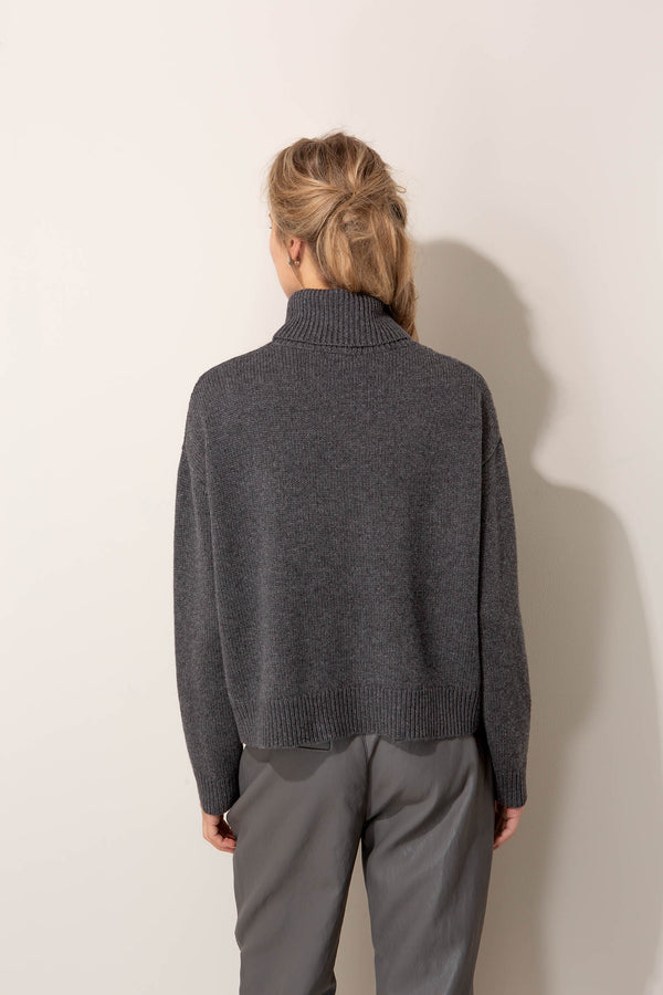 Rollkragenpullover mit Zopfmuster