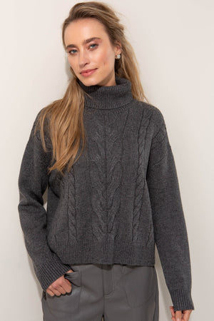 Rollkragenpullover mit Zopfmuster