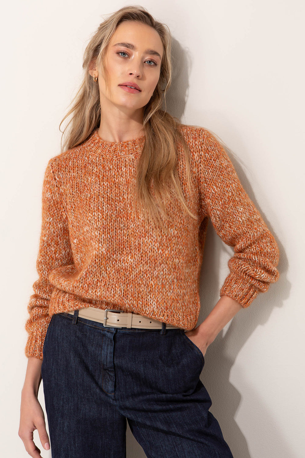 Strickpullover in Melange-Optik