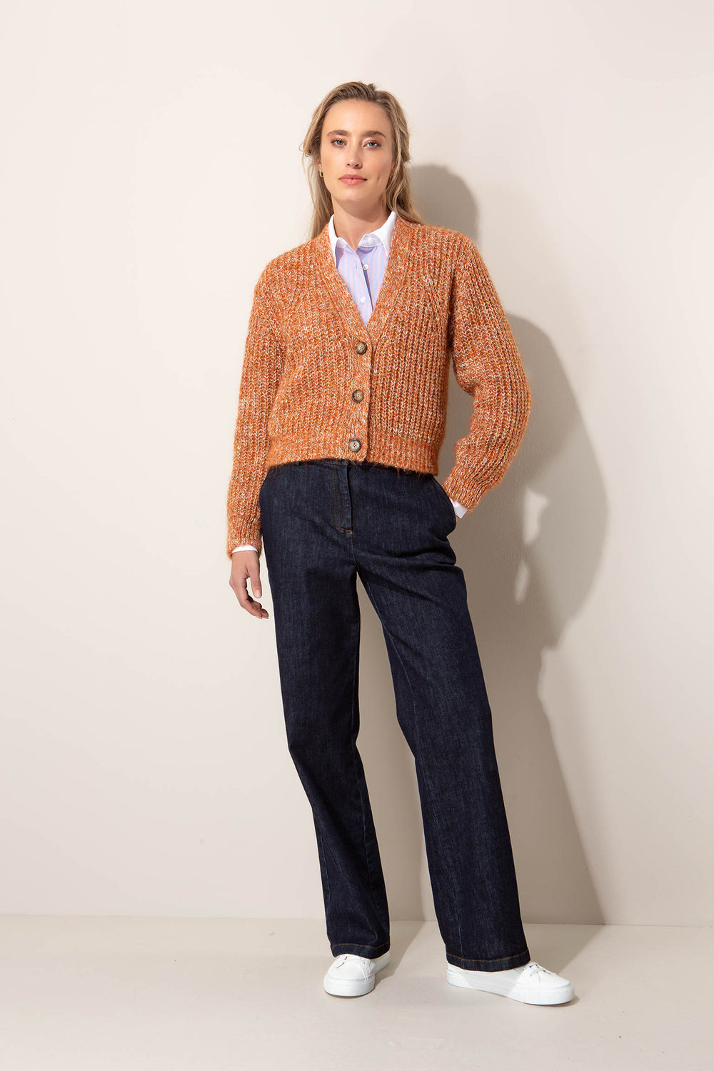 Strickjacke in Melange-Optik