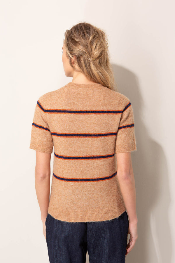 Kurzarm-Strickshirt aus Alpaka-Woll-Mix