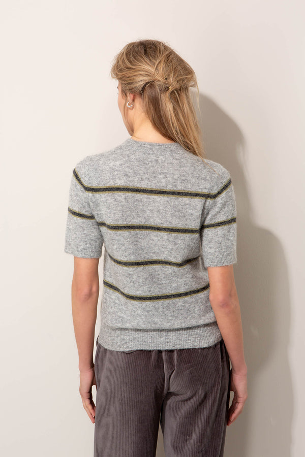 Kurzarm-Strickshirt aus Alpaka-Woll-Mix