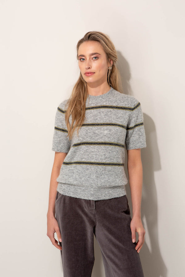 Kurzarm-Strickshirt aus Alpaka-Woll-Mix