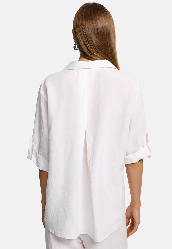 Bluse in Viscose-Leinen Mix | White