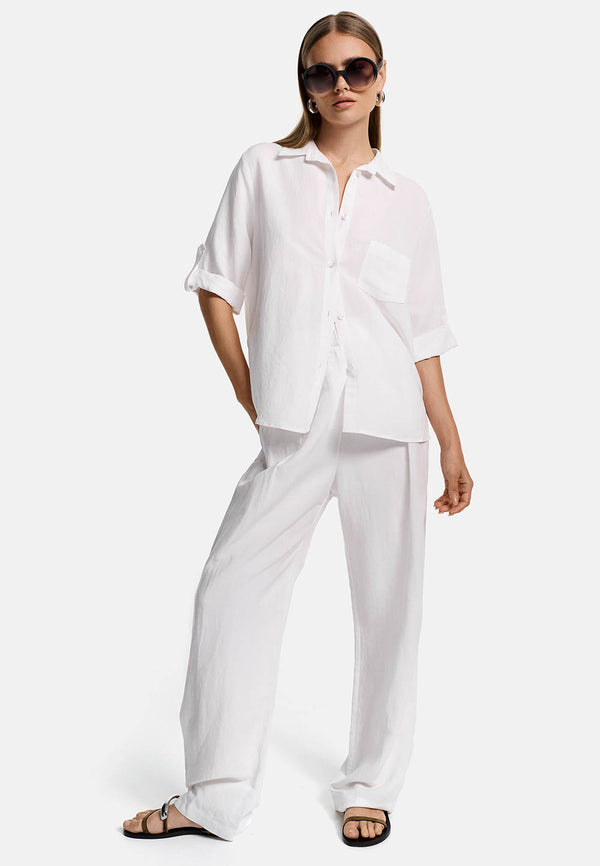 Bluse in Viscose-Leinen Mix | White