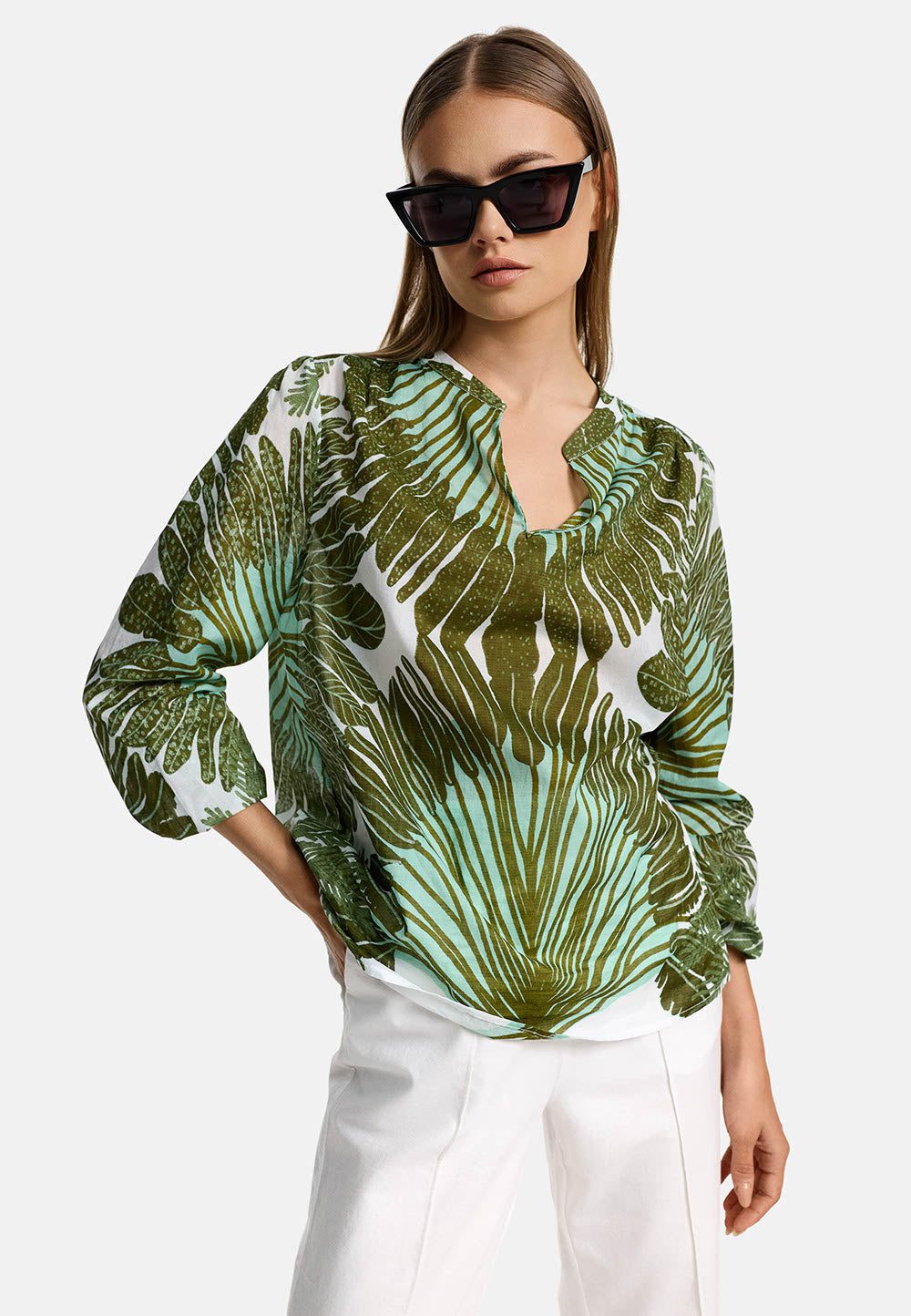 Bluse Langarm in Organic Cotton | Palm