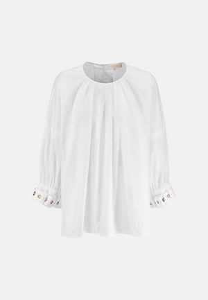 Bluse Oversize in feinem Baumwollstretch | White