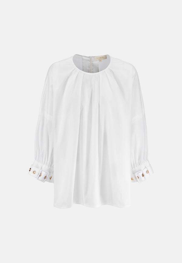 Bluse Oversize in feinem Baumwollstretch | White