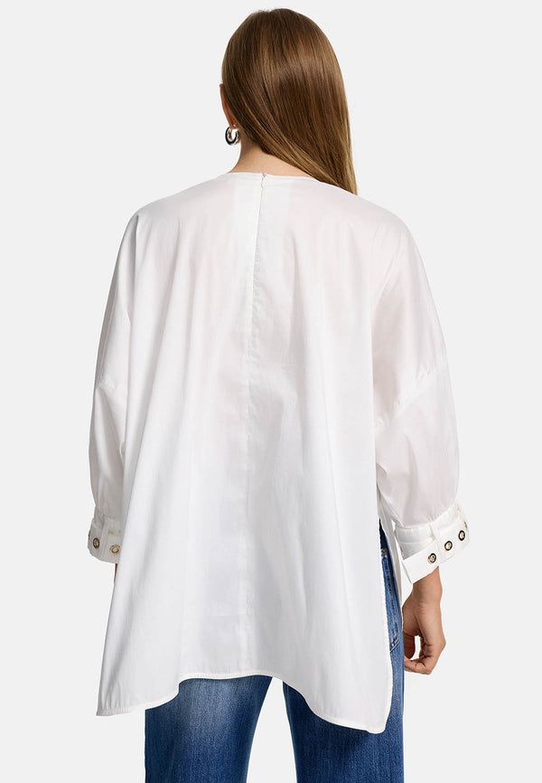 Bluse Oversize in feinem Baumwollstretch | White