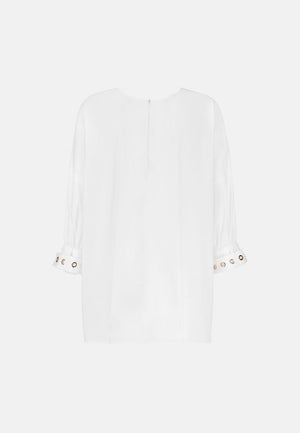 Bluse Oversize in feinem Baumwollstretch | White
