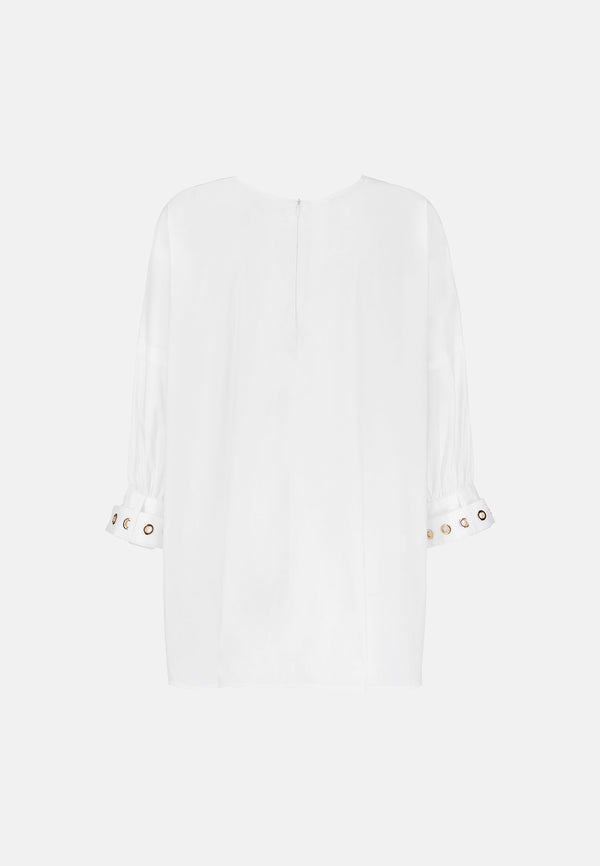 Bluse Oversize in feinem Baumwollstretch | White