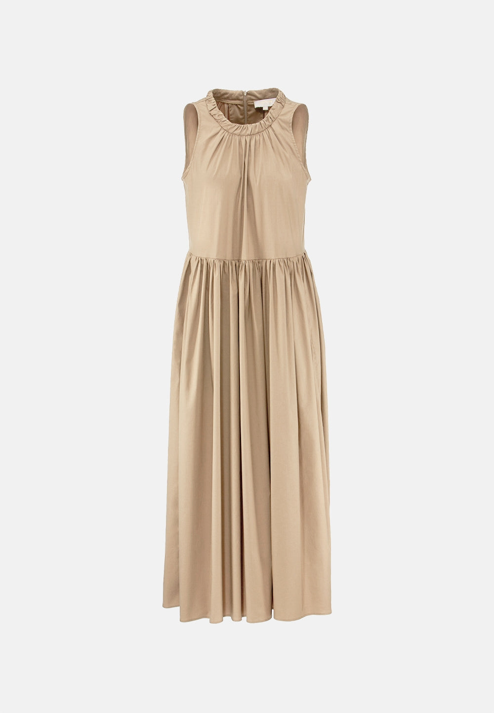 Midi dress short sleeve in fine cotton stretch | Cream 