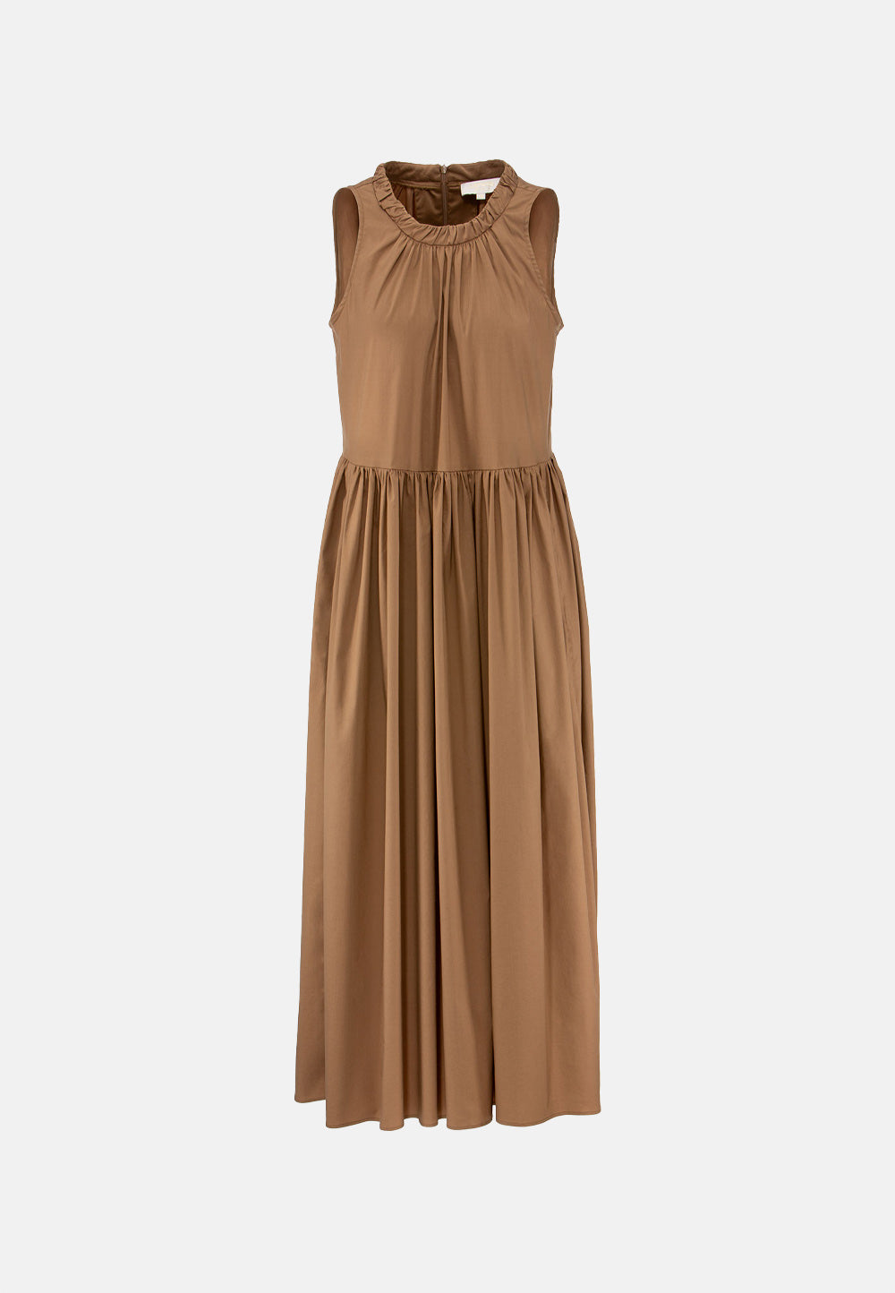 Midi dress with short sleeves in fine cotton stretch | Cocoa