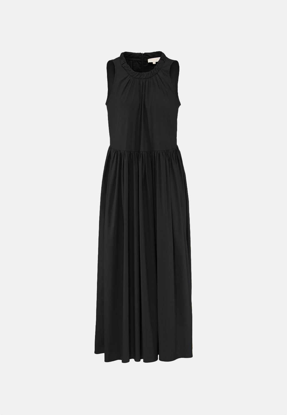 Midi dress with short sleeves in fine stretch cotton | Black 