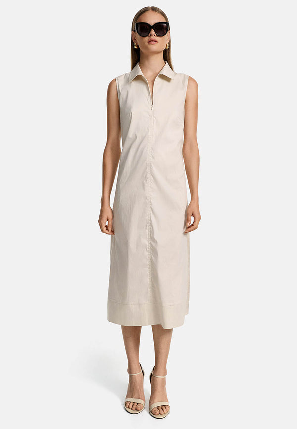 Dress A-line in cotton stretch | Creme