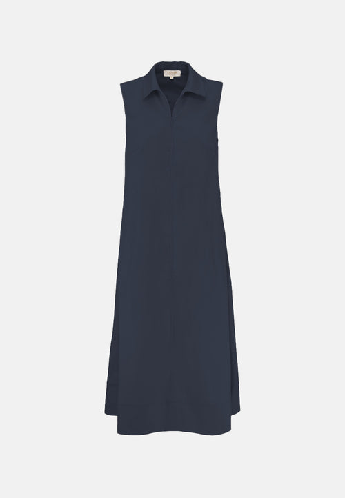 Kleid A-Linie in feinem Baumwollstretch | Navy