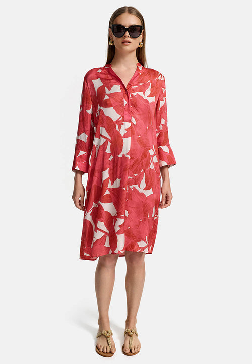 3/4-sleeve dress in Ecovero satin with print | Azalee Flowers 