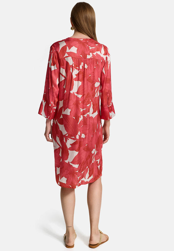 3/4-sleeve dress in Ecovero satin with print | Azalee Flowers 