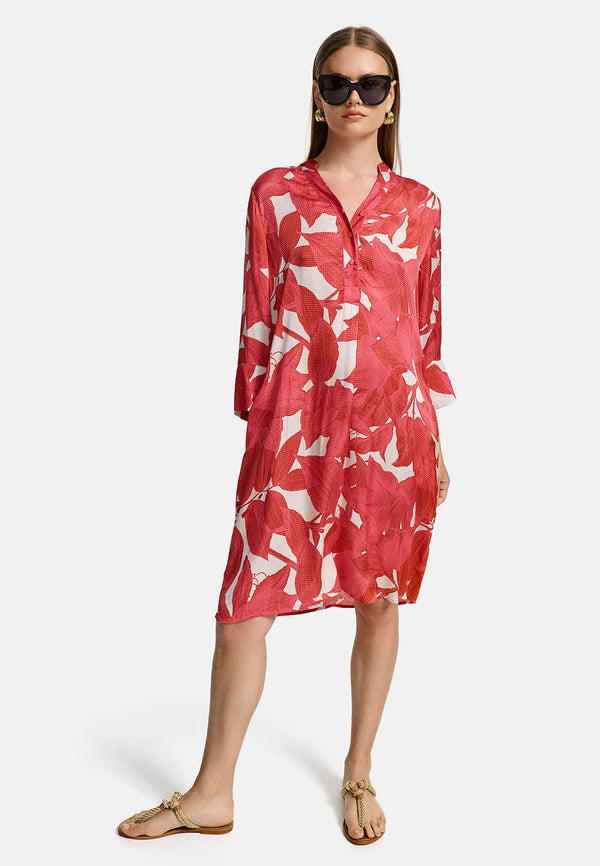 3/4-sleeve dress in Ecovero satin with print | Azalee Flowers 