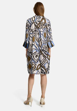 Kleid 3/4 Arm in Ecovero Satin mit Print | Ethno Graphic