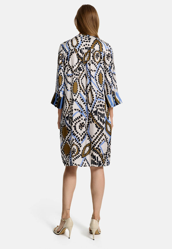 Kleid 3/4 Arm in Ecovero Satin mit Print | Ethno Graphic