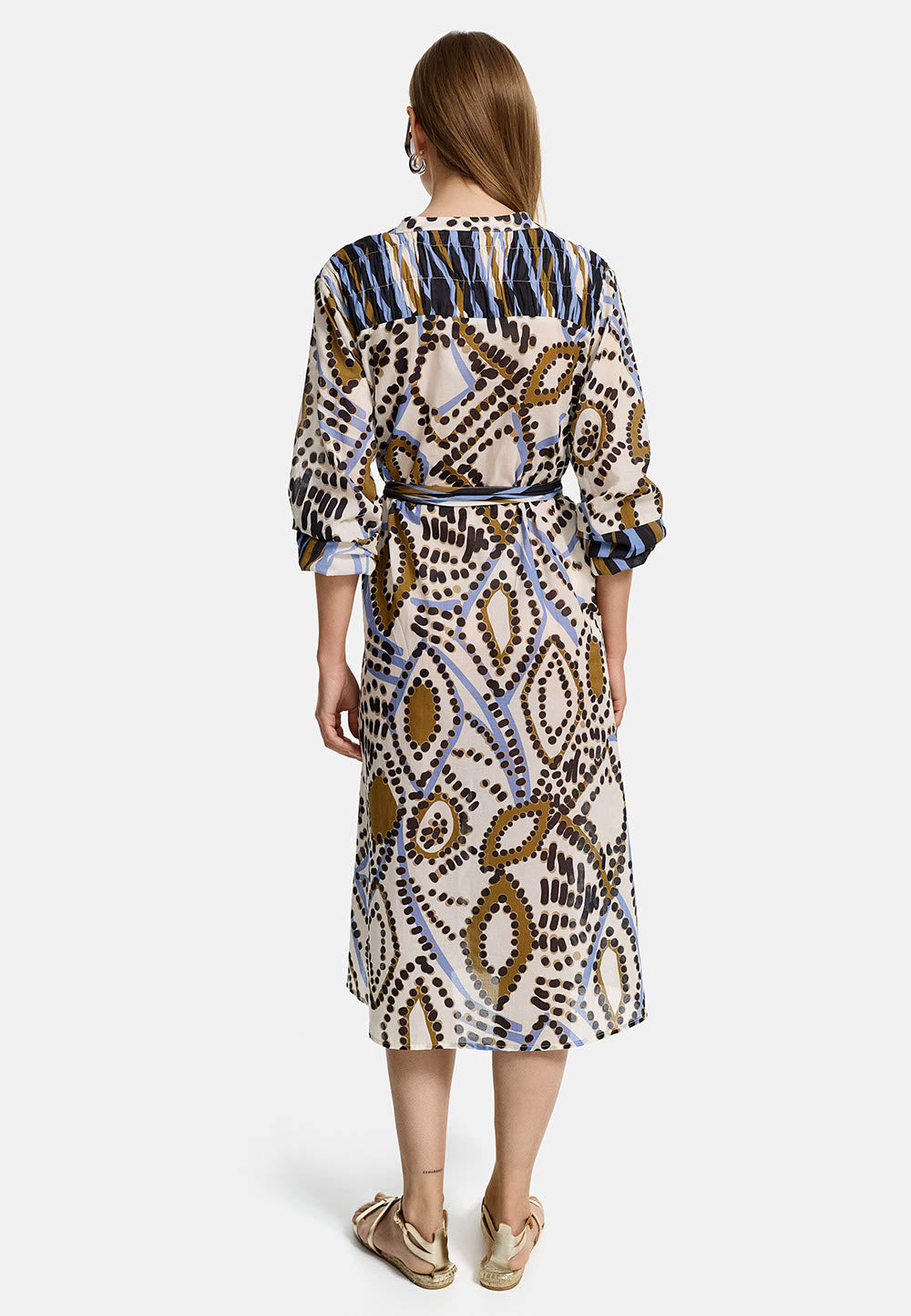 Midi dress long sleeve in organic cotton | Ethno Graphic 