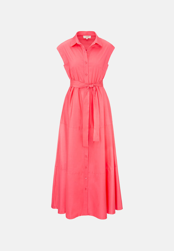 Midi dress with short sleeves in fine cotton stretch | Azalee 