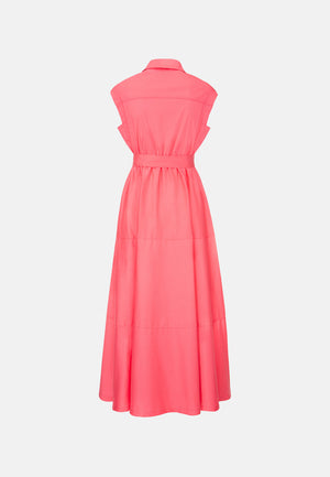 Midi dress with short sleeves in fine cotton stretch | Azalee 