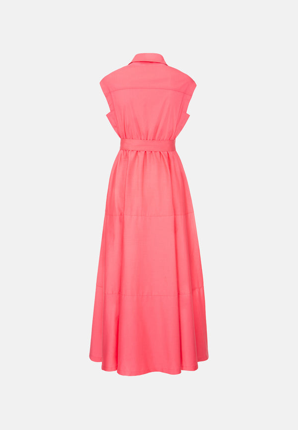 Midi dress with short sleeves in fine cotton stretch | Azalee 