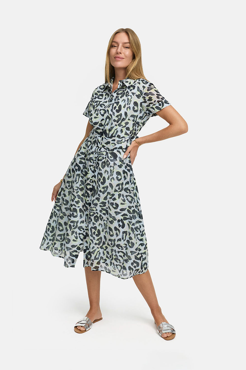 Kleid in Cotton Voile mit Print | Yellow Leo