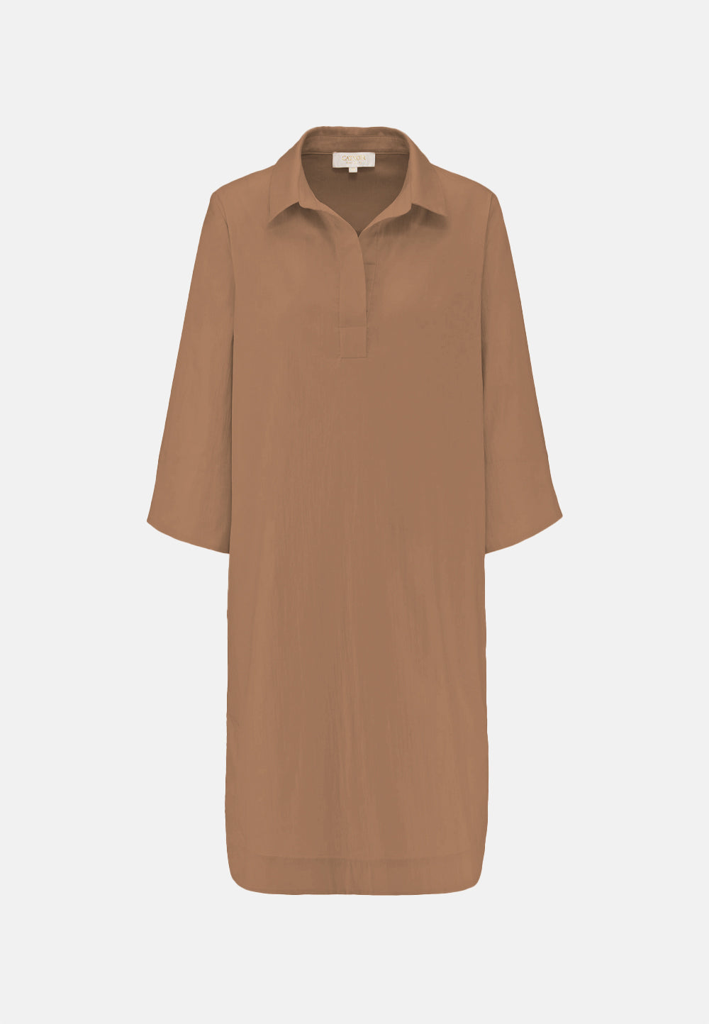 Sporty 3/4-sleeve dress in fine stretch cotton | Cocoa 