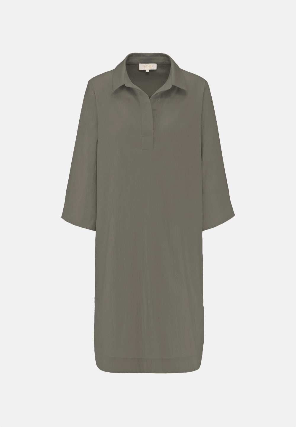 Sporty 3/4-sleeve dress in fine stretch cotton | Olive 