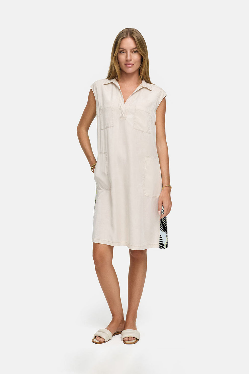 Kleid in Lyocell Garment-Dye | Palm leaves