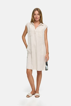 Kleid in Lyocell Garment-Dye | Palm leaves