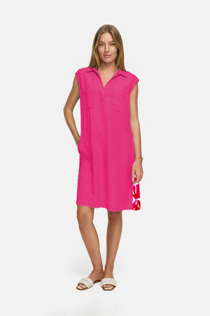 Kleid in Lyocell Garment-Dye | Pink Leaves