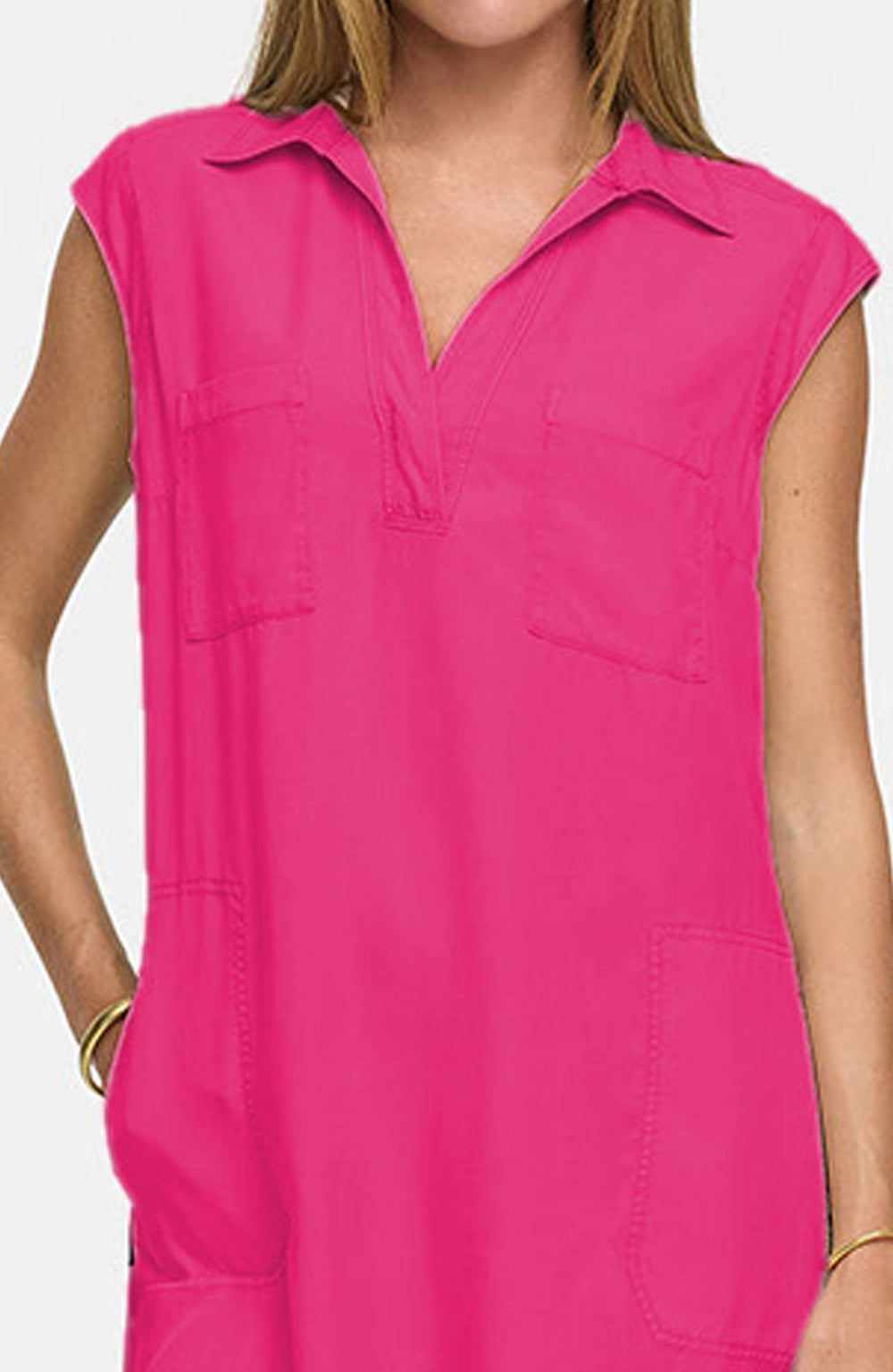 Kleid in Lyocell Garment-Dye | Pink Leaves