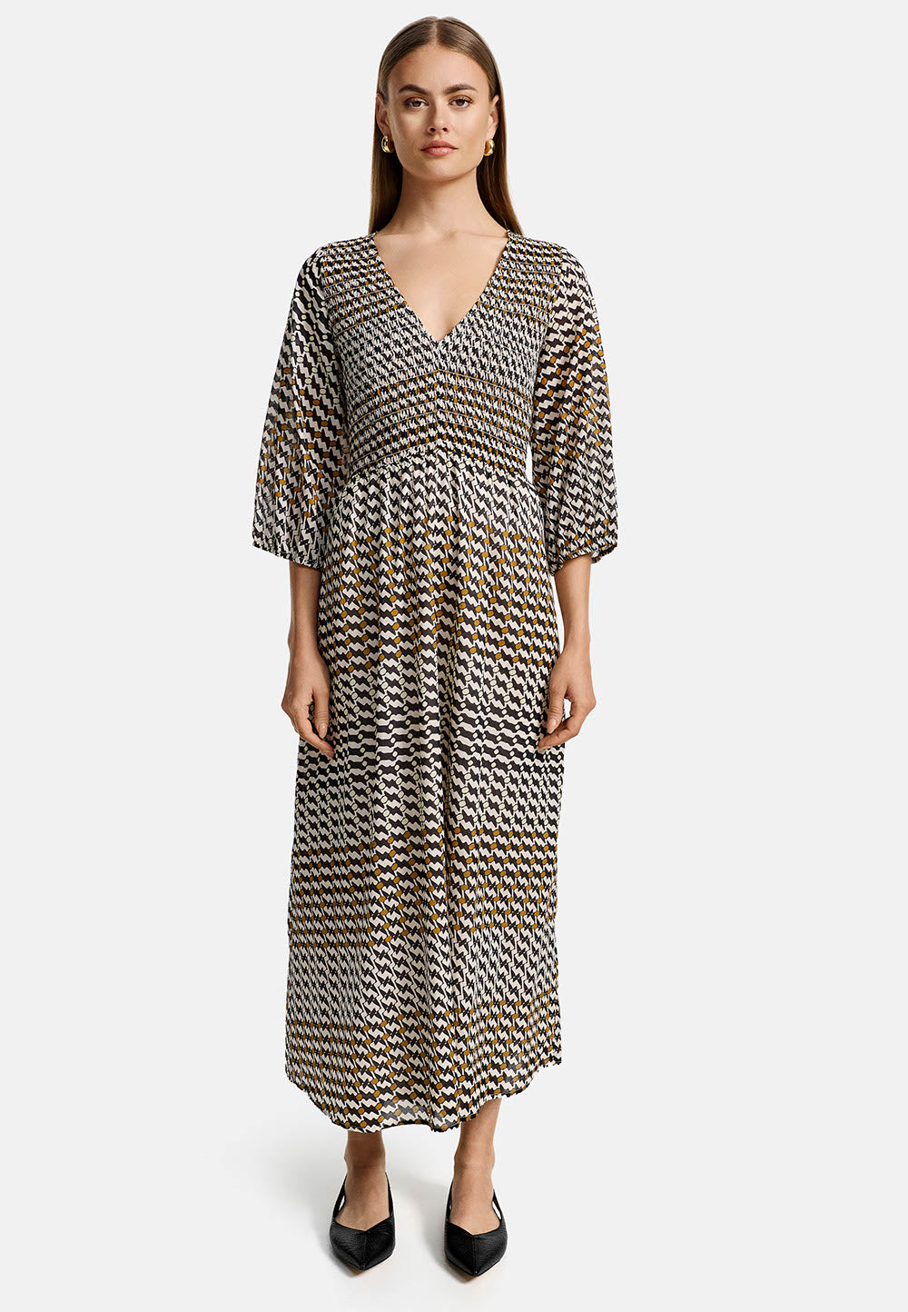 Dress with smoky effect in organic cotton | Summer Dots 