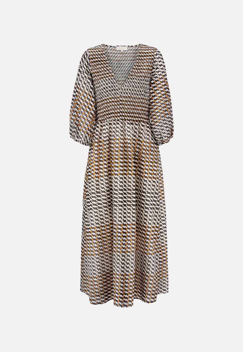 Dress with smoky effect in organic cotton | Summer Dots 
