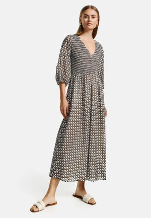 Dress with smoke effect in organic cotton | Geo 