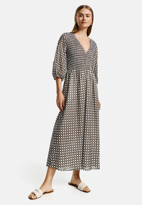 Dress with smoke effect in organic cotton | Geo 