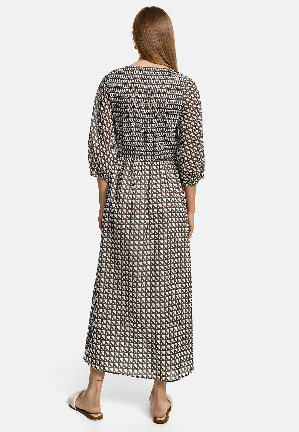 Dress with smoke effect in organic cotton | Geo 