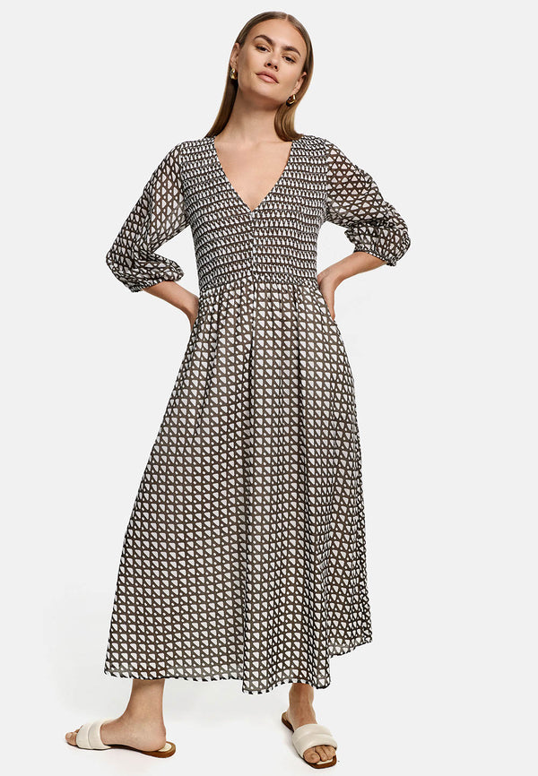 Dress with smoke effect in organic cotton | Geo 
