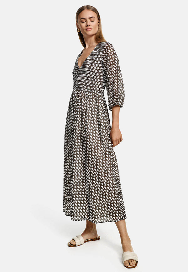 Dress with smoke effect in organic cotton | Geo 