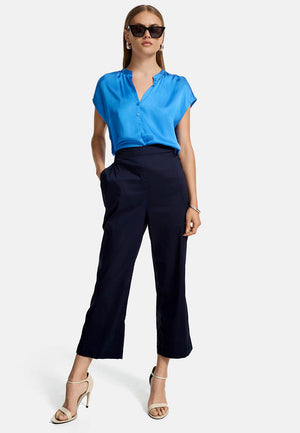 Hose verkürztes Bein in feinem Baumwollstretch | Navy
