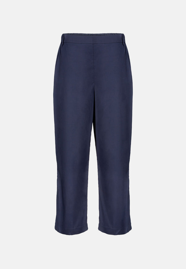 Hose verkürztes Bein in feinem Baumwollstretch | Navy
