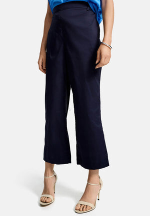 Hose verkürztes Bein in feinem Baumwollstretch | Navy